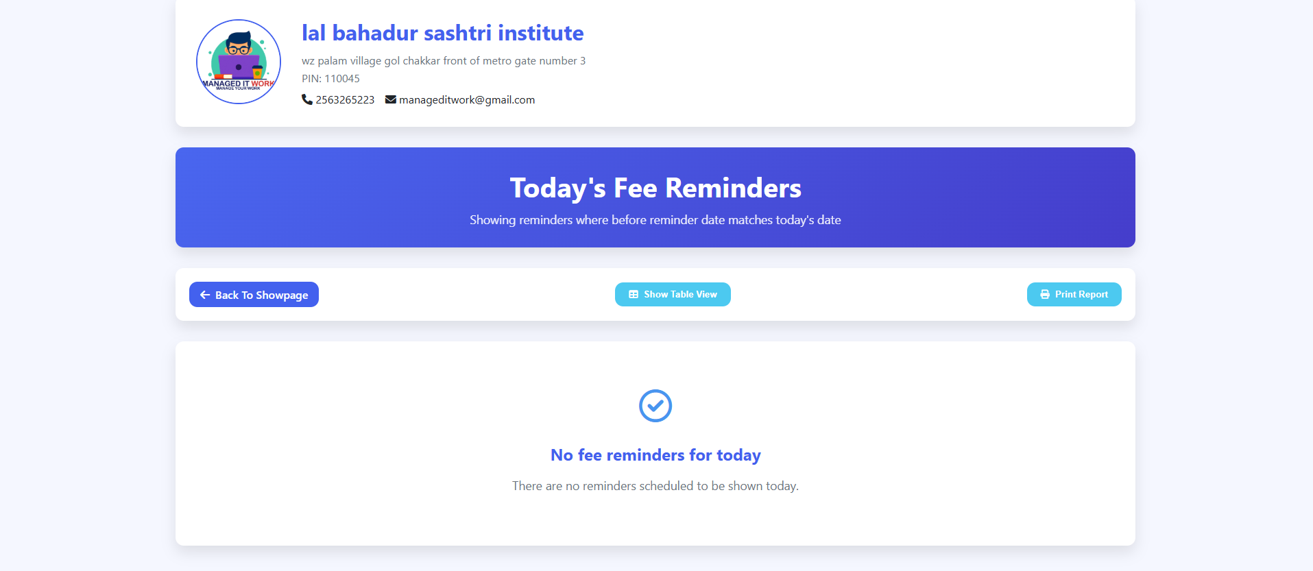 Fee Reminder System